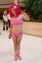 Size: 3684x5520 | Tagged: safe, artist:wakogeek, pinkie pie, human, g4, anime weekend atlanta, belly button, belly piercing, bellyring, bikini, clothes, convention, cosplay, irl, irl human, photo, piercing, swimsuit