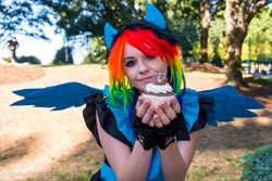 Size: 5520x3684 | Tagged: safe, artist:destinycosplay, rainbow dash, human, g4, anime weekend atlanta, clothes, cosplay, dress, irl, irl human, photo, solo, wings