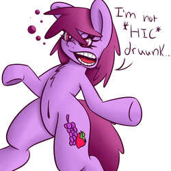 Size: 2000x2000 | Tagged: safe, artist:psicarii, berry punch, berryshine, earth pony, pony, g4, belly button, bipedal, chest fluff, drunk, female, solo