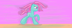 Size: 1188x471 | Tagged: safe, artist:afternoondreams0, minty, earth pony, pony, g3, female, mare, pink background, running, simple background, solo