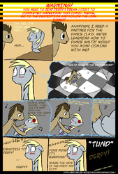 Size: 2100x3100 | Tagged: safe, artist:bestseller-microtech, derpy hooves, doctor whooves, time turner, pegasus, pony, g4, comic, dancing, daydream, female, male, mare, nosebleed, ship:doctorderpy, shipping, straight