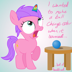 Size: 1000x1000 | Tagged: safe, artist:gammaespeon, oc, oc only, female, filly, rainbow, solo