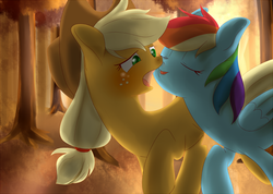 Size: 1600x1142 | Tagged: safe, artist:sion, applejack, rainbow dash, g4, female, lesbian, pixiv, ship:appledash, shipping