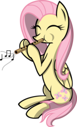 Size: 3627x6000 | Tagged: safe, artist:subjectbubblegum, fluttershy, g4, eyes closed, female, flute, musical instrument, playing, sitting, solo