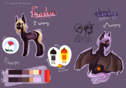 Size: 3460x2420 | Tagged: safe, artist:weird--fish, oc, oc only, oc:enotera, oc:levkoy, bat pony, pony, reference sheet, twins