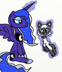 Size: 657x762 | Tagged: safe, artist:pocketvillemoon, princess luna, alicorn, cat, pony, g4, crossover, eva, female, mare, puppy in my pocket