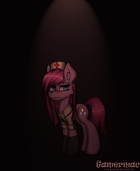 Size: 600x733 | Tagged: safe, artist:gamermac, pinkie pie, g4, clothes, costume, dark, female, nurse, pinkamena diane pie, solo