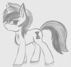 Size: 1093x1024 | Tagged: safe, artist:liquidarrow-x, minuette, pony, unicorn, g4, female, monochrome, solo, traditional art