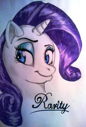Size: 1288x1908 | Tagged: safe, artist:tomek2289, rarity, g4, female, portrait, solo, traditional art