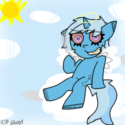 Size: 500x500 | Tagged: safe, artist:engine-no9, trixie, angel, pony, unicorn, g4, cloud, cloudy, drugs, female, halo, mare, solo, stoned trixie, wings