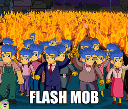 Size: 600x510 | Tagged: safe, flash sentry, equestria girls, g4, angry mob, brad, exploitable meme, flash mob, flash sentry savior of the universe, male, meme, pun, the simpsons