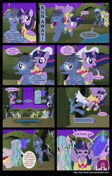 Size: 3313x5213 | Tagged: safe, artist:mlp-silver-quill, twilight sparkle, oc, oc:clutterstep, alicorn, pony, comic:a princess' tears, g4, canterlot, comic, droste maze, female, mare, medic, peach dream, royal guard, running, top tier, twilight sparkle (alicorn)