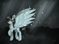 Size: 1032x774 | Tagged: safe, artist:astralispl, oc, oc only, pegasus, pony, birthday present, solo