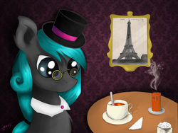 Size: 1024x768 | Tagged: safe, artist:astralispl, oc, oc only, british, candle, eiffel tower, food, french, solo, sugar (food), sugarcube, tea