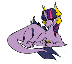 Size: 692x614 | Tagged: safe, artist:elosande, twilight sparkle, dragon, g4, book, colored, dragonified, female, reading, simple background, solo, species swap, twilidragon, white background