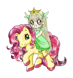 Size: 600x641 | Tagged: safe, artist:subaru87, oc, oc only, earth pony, human, pony, g3, 2008, :d, anime, clothes, colored hooves, crown, dress, jewelry, obtrusive watermark, open mouth, open smile, outline, regalia, simple background, smiling, sparkly hooves, sparkly mane, sparkly tail, tail, watermark, white background, white outline