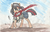 Size: 2133x1377 | Tagged: safe, artist:godsonvacation, pony, clothes, dirt, jacket, kill la kill, mouth hold, ponified, raised hoof, ryuko matoi, scissors, skirt, solo, sword, traditional art, varsity jacket, weapon