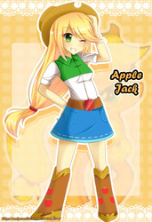 Size: 650x950 | Tagged: safe, artist:sakuraalice33, applejack, earth pony, pony, equestria girls, g4, female, solo, zoom layer