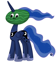 Size: 3609x4000 | Tagged: safe, artist:template93, princess luna, g4, :i, female, high res, silly, simple background, solo, transparent background, vector, wat, watermelon