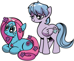 Size: 2079x1722 | Tagged: safe, artist:andy price, artist:k-anon, idw, may flowers, sleepy skies, background pony, flower, freckles, hippie, lidded eyes, simple background, svg, transparent background, vector