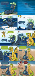 Size: 1400x3000 | Tagged: safe, artist:wiggles, oc, oc only, oc:drizzle, oc:sea breeze, pony, ask king sombra, baby, baby pony, comic, crying, diaper, ocean, tumblr