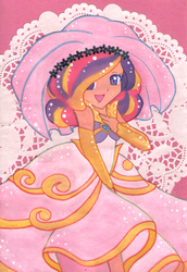 Size: 789x1149 | Tagged: safe, artist:jopyon, princess cadance, human, g4, clothes, dress, female, humanized, solo, traditional art