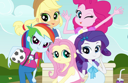 Size: 1664x1080 | Tagged: safe, edit, applejack, fluttershy, pinkie pie, rainbow dash, rarity, human, equestria girls, g4, humane five, pregnant, pregnant edit, teen pregnancy, younger