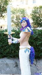 Size: 1135x2048 | Tagged: safe, artist:blakstarr, rarity, human, g4, anime los angeles, cosplay, irl, irl human, photo, solo, sword, weapon