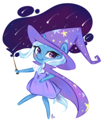 Size: 500x600 | Tagged: safe, artist:omgproductions, trixie, pony, g4, bipedal, clothes, dress, female, solo, wand