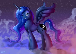 Size: 2980x2123 | Tagged: safe, artist:skyart301, princess luna, alicorn, pony, g4, beautiful, bedroom eyes, female, mare, missing accessory, solo