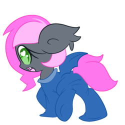 Size: 1000x1000 | Tagged: safe, artist:starlightlore, oc, oc only, oc:heartbeat, bat pony, pony, clothes, footed sleeper, heart eyes, pajamas, simple background, solo, transparent background, wingding eyes
