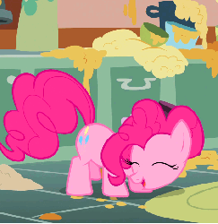 Size: 526x540 | Tagged: safe, screencap, pinkie pie, earth pony, pony, call of the cutie, g4, season 1, animated, cropped, female, gif, happy, mare, prancing, solo