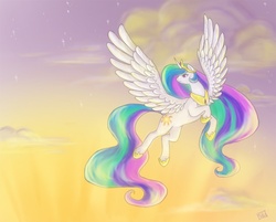 Size: 862x693 | Tagged: safe, artist:veritasket, princess celestia, g4, female, flying, solo