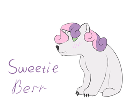 Size: 630x500 | Tagged: safe, sweetie belle, bear, polar bear, ask appre broom, g4, bearified, female, name pun, solo, species swap, tumblr