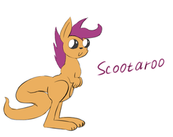 Size: 630x500 | Tagged: safe, scootaloo, kangaroo, ask appre broom, g4, female, name pun, scootaroo, solo, species swap, tumblr