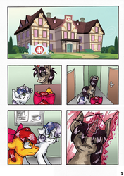 Size: 600x853 | Tagged: safe, artist:olivcater, apple bloom, sweetie belle, oc, comic:medicines called friends needed, g4, comic, hospital