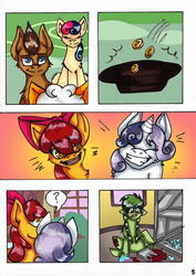 Size: 600x849 | Tagged: safe, artist:olivcater, apple bloom, bon bon, doctor whooves, sweetie belle, sweetie drops, time turner, oc, comic:medicines called friends needed, g4, bits, comic