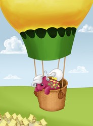 Size: 1504x2048 | Tagged: safe, artist:rockadd, up up and away, g1, balloon, female, flying, solo