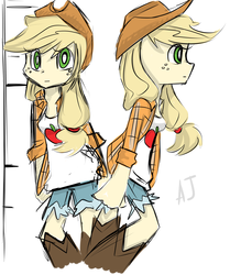 Size: 1722x2055 | Tagged: safe, artist:facerenon, applejack, human, g4, clothes, female, humanized, solo