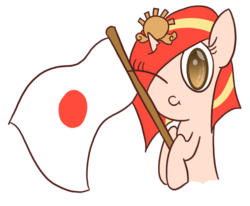 Size: 712x586 | Tagged: safe, artist:slimstyle, oc, oc only, oc:poniko, flag, japanese flag, nation ponies, solo