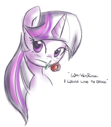 Size: 865x987 | Tagged: safe, artist:bamboodog, twilight sparkle, g4, female, mouth hold, portrait, rose, solo
