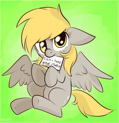 Size: 881x908 | Tagged: safe, artist:crocelif, derpy hooves, pegasus, pony, g4, cute, derpabetes, female, mare, mouth hold, solo