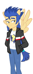 Size: 266x600 | Tagged: safe, edit, flash sentry, equestria girls, g4, humanized, ponied up, ponytail, smiling, solo, transformation, winged humanization