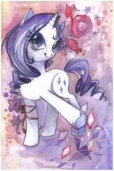 Size: 796x1200 | Tagged: safe, artist:paulina-ap, rarity, g4, female, solo, traditional art, watercolor painting