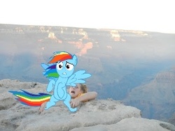 Size: 320x240 | Tagged: safe, rainbow dash, human, g4, canyon, funny, irl, irl human, parody, photo