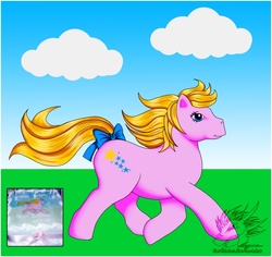 Size: 900x850 | Tagged: safe, artist:saftkalas, starlight (g1), earth pony, pony, g1, my little pony tales, cake, female, solo