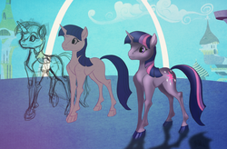 Size: 1100x723 | Tagged: safe, artist:cosmicunicorn, twilight sparkle, g4, female, shading, sketch, smiling, solo