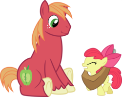 Size: 1792x1418 | Tagged: safe, artist:jaybugjimmies, apple bloom, big macintosh, earth pony, pony, g4, accessory swap, female, filly, foal, male, simple background, stallion, transparent background, vector