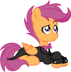Size: 3992x4053 | Tagged: safe, artist:scienceisanart, scootaloo, pony, g4, .svg available, bowtie, clothes, female, frock coat, simple background, solo, suit, suitaloo, svg, transparent background, tuxedo, vector