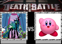 Size: 664x475 | Tagged: safe, queen chrysalis, changeling, puffball, g4, death battle, kirby, kirby (series)